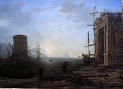 Gellee Claude,dit le Lorrain Harbour view at sunrise oil on canvas